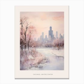 Dreamy Winter Painting Poster Chicago Usa 1 Canvas Print