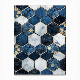 Blue And Gold Mosaic Tile Canvas Print