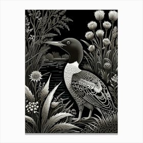 Bird Linocut Common Loon2 1 Canvas Print