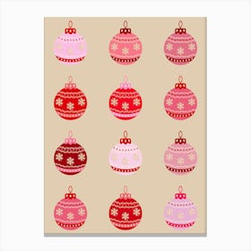 Retro Christmas Baubles Canvas Print