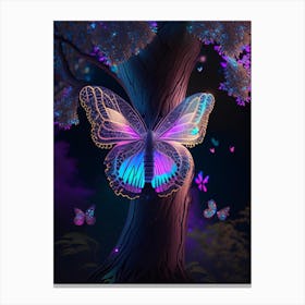Butterfly In Tree Holographic 2 Canvas Print