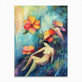 Nude With Flowers Canvas Print