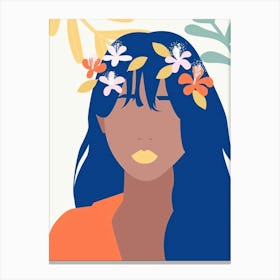 Portrait Of A Woman With Flowers Canvas Print