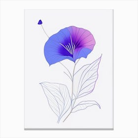 Morning Glory Floral Minimal Line Drawing 3 Flower Canvas Print