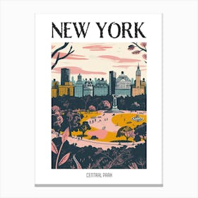 Central Park New York Colourful Silkscreen Illustration 3 Poster Canvas Print