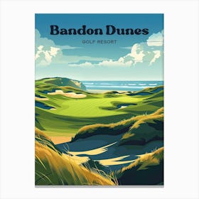 Bandon Dunes Golf Resort Championship Digital Travel Illustration Stampe su tela