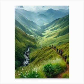 "Journey Through the Verdant Valleys: Trekking the Majestic Green Highlands” Canvas Print