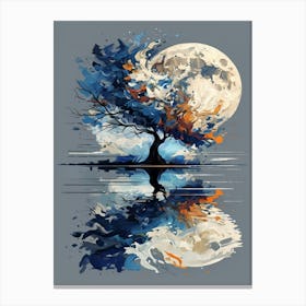 Surreal Tree with Moon Reflection Abstract Digital Art Leinwandbilder