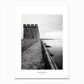 Poster Of Alghero, Italy, Black And White Photo 4 Canvas Print