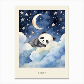 Baby Panda Cub 1 Sleeping In The Clouds Nursery Poster Canvas Print