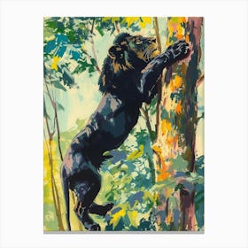 Black Lion Climbing A Tree Fauvist Painting 3 Canvas Print
