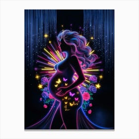 Neon Pregnant Woman Canvas Print