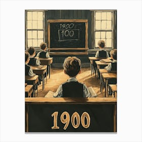 Aihrgdesign A Retro Poster Of A 1900 Classroom Featuring Wood 93d22ada Bc87 41b8 A33a C70edb3cda44 3 Canvas Print