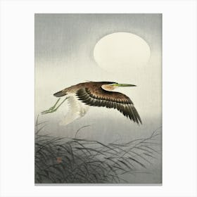 Heron At Full Moon (1900 1930), Ohara Koson Canvas Print