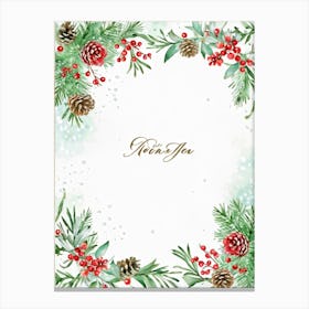 A Watercolor Interpretation Of A Modern Calligraphy Christmas Greeting Flourishes Adding An Elegant (2) Canvas Print