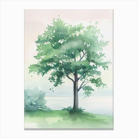 Teak Tree Atmospheric Watercolour Painting 2 Canvas Print