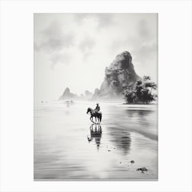 A Horse Oil Painting In Railay Beach, Thailand, Portrait 2 Canvas Print