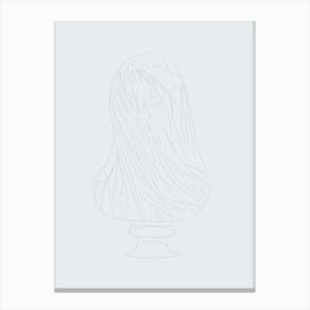 The Veiled Virgin Line Drawing - Blue Canvas Print