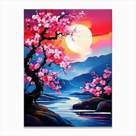 Cherry Blossoms At Sunset Canvas Print