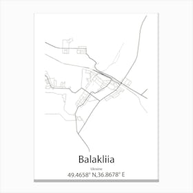 Balakliia,Ukraine Minimalist Map Canvas Print