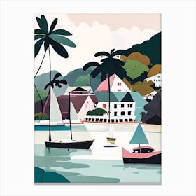 Gaya Island Malaysia Muted Pastel Tropical Destination Canvas Print