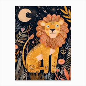 Barbary Lion Night Hunt Illustration 1 Canvas Print