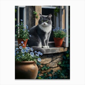 Cat On A Window Sill Canvas Print