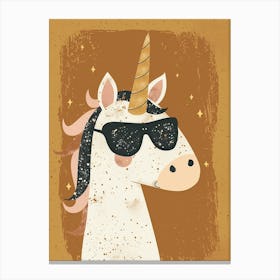 Unicorn With Sunglasses On Muted Pastel 2 Canvas Print