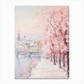 Dreamy Winter Painting Zurich Switzerland 2 Canvas Print