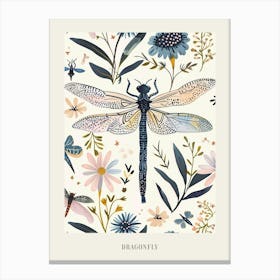 Colourful Insect Illustration Dragonfly 11 Poster Canvas Print