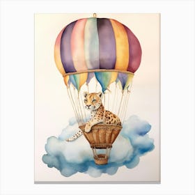 Baby Cheetah 1 In A Hot Air Balloon Canvas Print