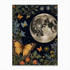 William Morris Moon And Butterflies 1 Canvas Print