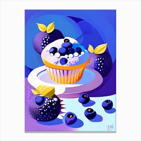 Blueberry Muffins Dessert Pop Matisse 2 Flower Canvas Print