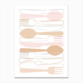 Peach Cutlery Canvas Print