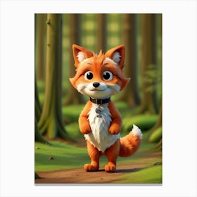 Cartoon Fox In The Forest 1 Canvas Print