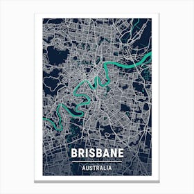 Brisbane Australia Map Canvas Print
