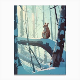 Winter Red Squirrel 2 Illustration Canvas Print