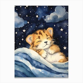 Baby Tiger Cub 2 Sleeping In The Clouds Canvas Print