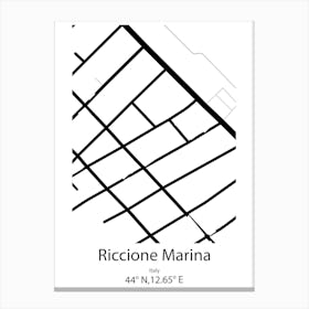 Riccione Marina,Italy Minimalist Map Canvas Print