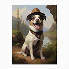 Dog In A Hat Explorer Canvas Print