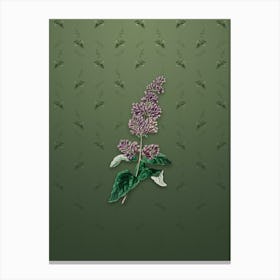 Vintage Lady Josika's Lilac Flower Botanical on Lunar Green Pattern n.2358 Canvas Print