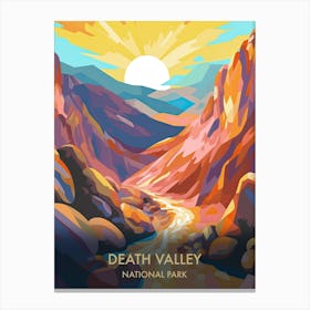 Death Valley Lake National Park Travel Poster Illustration Style 1 Canvas Print