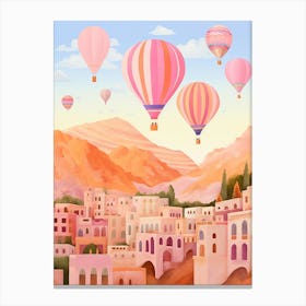 Capodoccia Turkey Pink Hot Air Ballons Travel Painting Canvas Print