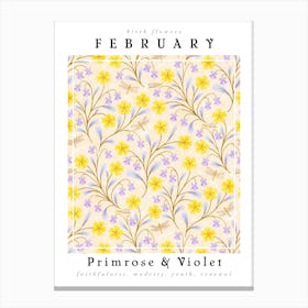 February Birth flower Violet & Primrose Canvas Print