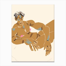 Nude Man Lying Canvas Print