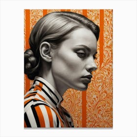 Woman In A Striped Shirt Canvas Print