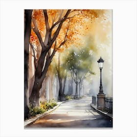 Watercolor Of A Street 14 Canvas Print