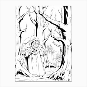 The Dark Forest (Snow White And The Seven Dwarfs) Fantasy Inspired Line Art 2 Canvas Print