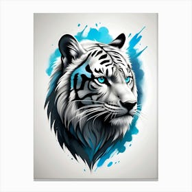 White Tiger Head Canvas Print