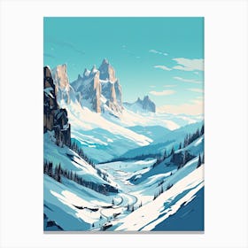 Cortina D Ampezzo   Italy, Ski Resort Illustration 1 Simple Style Canvas Print